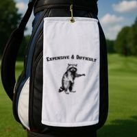 Expensive And Difficult Retro Funny Raccoon Golf Towel thumb 2