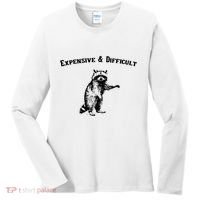 Expensive And Difficult Retro Funny Raccoon Women's Long Sleeve Shirt thumb 0