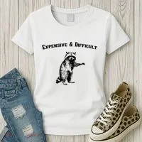 Expensive And Difficult Retro Funny Raccoon Women's T-Shirt thumb 3