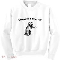 Expensive And Difficult Retro Funny Raccoon Kids Sweatshirt thumb 0