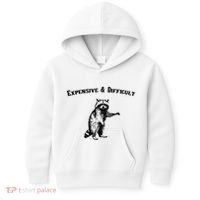 Expensive And Difficult Retro Funny Raccoon Kids Hoodie thumb 0