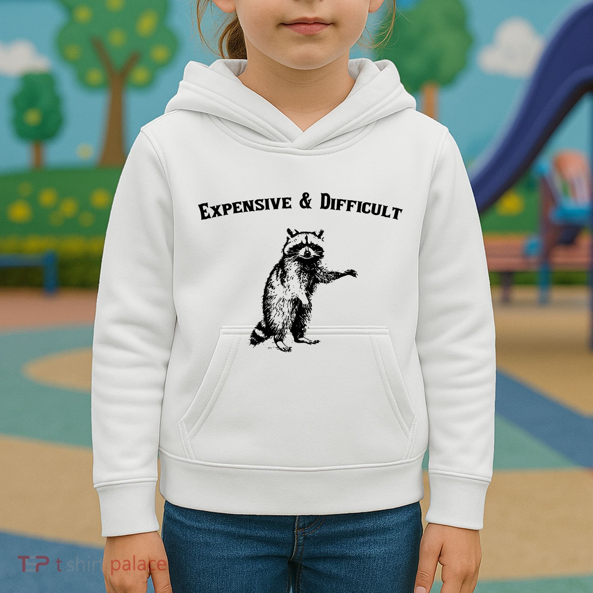 Expensive And Difficult Retro Funny Raccoon Kids Hoodie