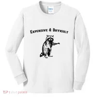 Expensive And Difficult Retro Funny Raccoon Kids Long Sleeve Shirt thumb 0