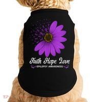 Epilepsy Awareness Faith Hope Love Purple Ribbon Pretty Tee Great Gift Doggie Tank thumb 0