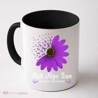 Epilepsy Awareness Faith Hope Love Purple Ribbon Pretty Tee Great Gift Coffee Mug thumb 0
