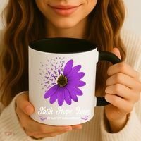 Epilepsy Awareness Faith Hope Love Purple Ribbon Pretty Tee Great Gift Coffee Mug thumb 3