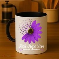 Epilepsy Awareness Faith Hope Love Purple Ribbon Pretty Tee Great Gift Coffee Mug thumb 4