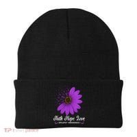 Epilepsy Awareness Faith Hope Love Purple Ribbon Pretty Tee Great Gift Beanie thumb 0