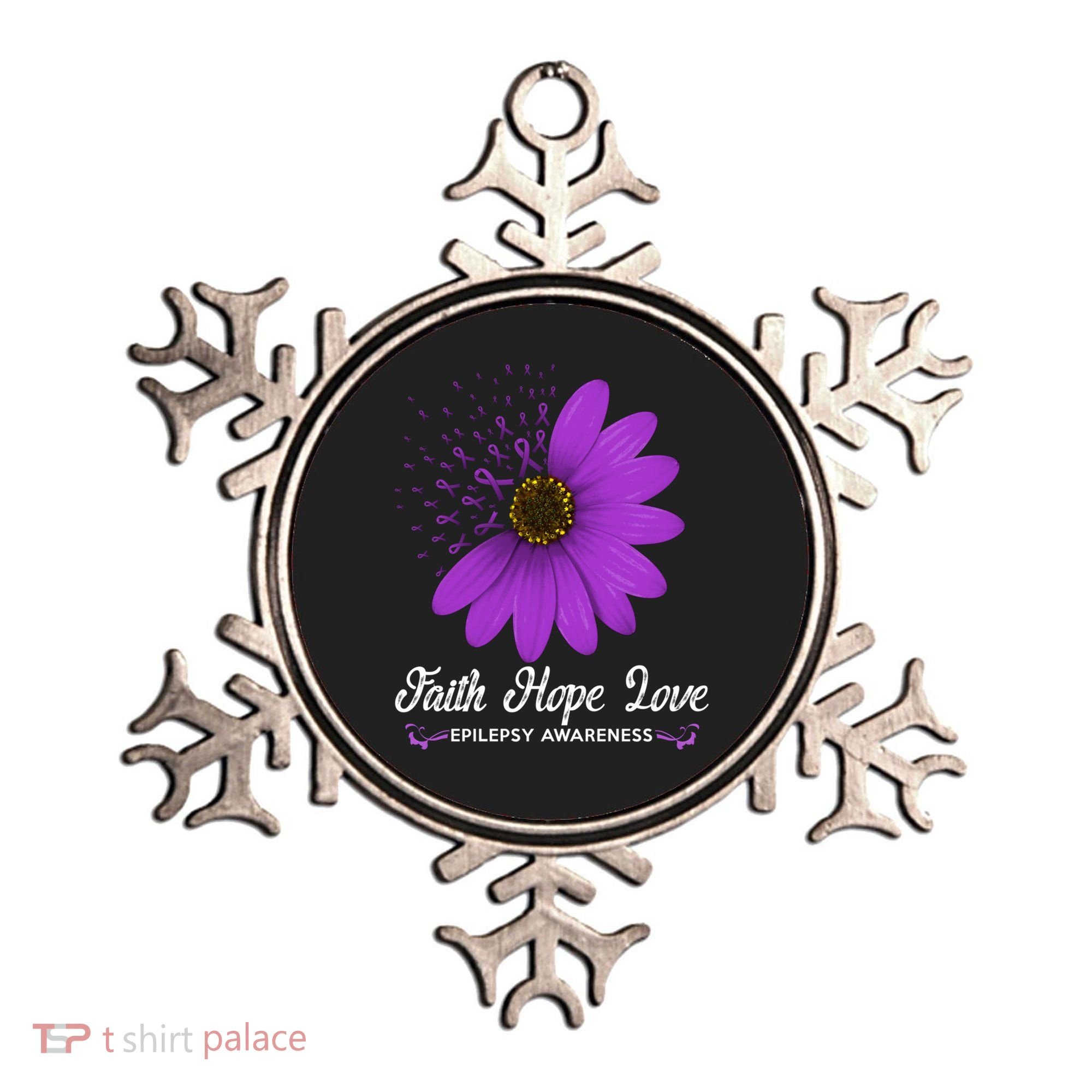 Epilepsy Awareness Faith Hope Love Purple Ribbon Pretty Tee Great Gift Ornament