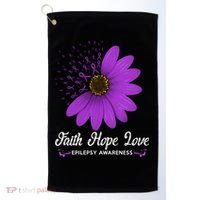 Epilepsy Awareness Faith Hope Love Purple Ribbon Pretty Tee Great Gift Golf Towel thumb 0