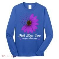 Epilepsy Awareness Faith Hope Love Purple Ribbon Pretty Tee Great Gift Long Sleeve Shirt thumb 0
