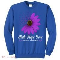 Epilepsy Awareness Faith Hope Love Purple Ribbon Pretty Tee Great Gift Sweatshirt thumb 0