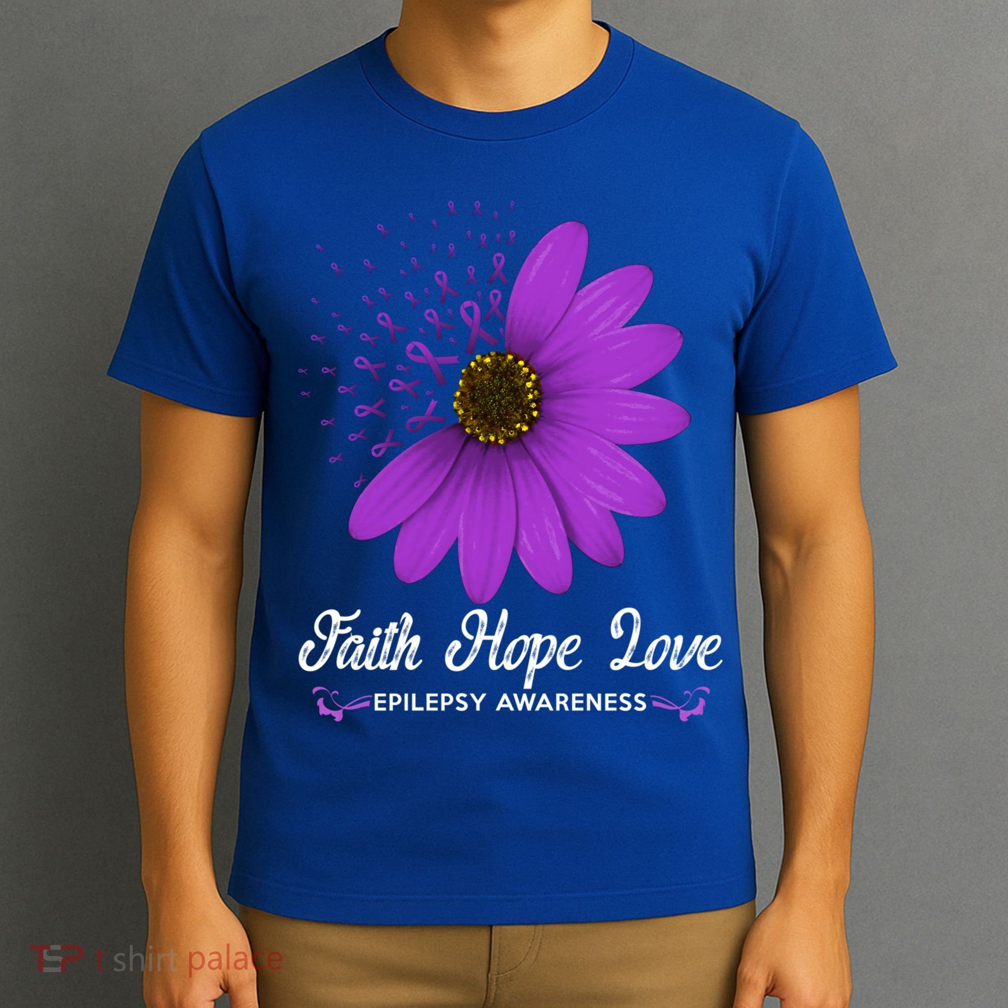 Epilepsy Awareness Faith Hope Love Purple Ribbon Pretty Tee Great Gift T-Shirt