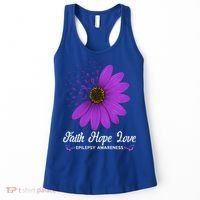 Epilepsy Awareness Faith Hope Love Purple Ribbon Pretty Tee Great Gift Women's Tank Top thumb 0