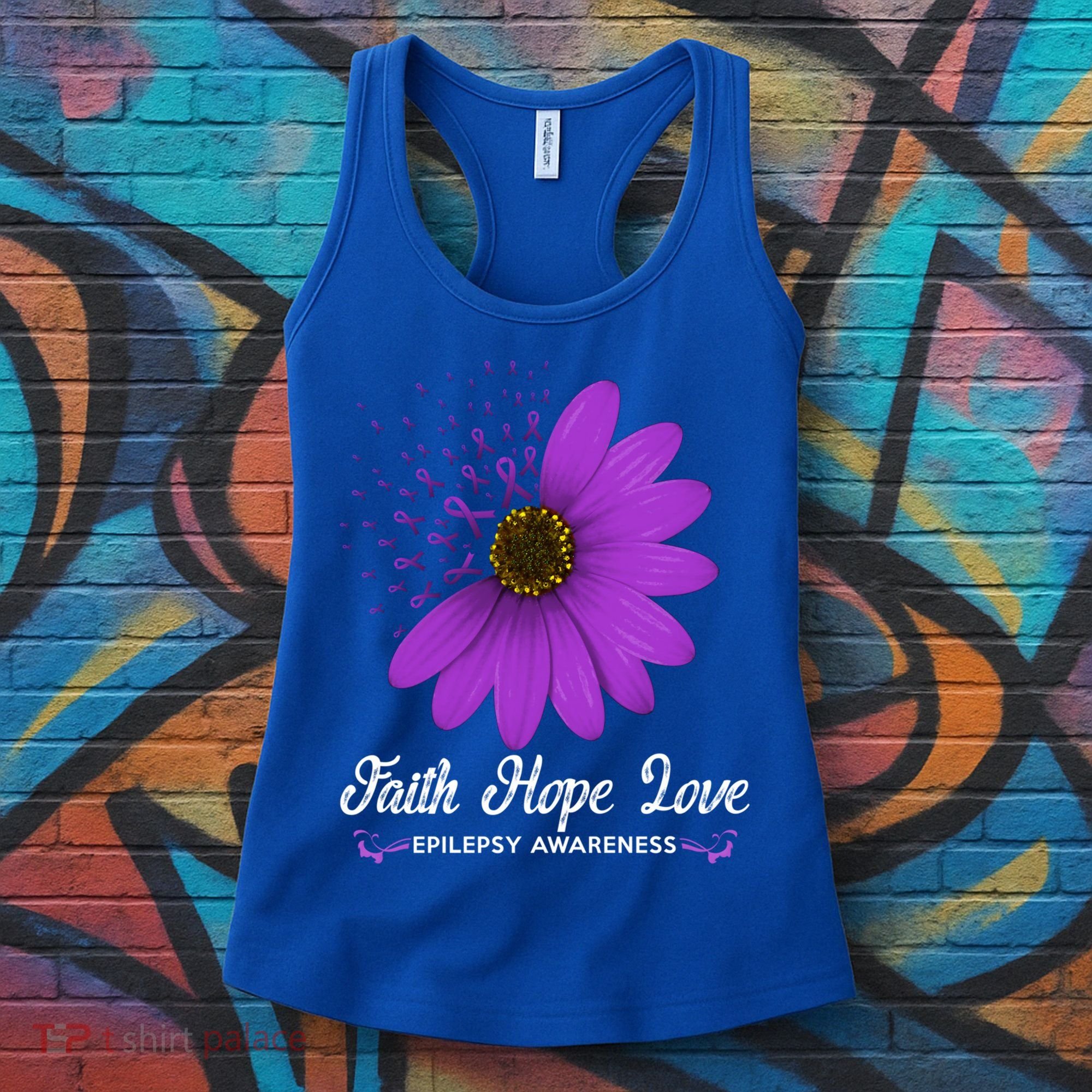 Epilepsy Awareness Faith Hope Love Purple Ribbon Pretty Tee Great Gift Women's Tank Top
