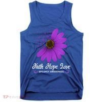Epilepsy Awareness Faith Hope Love Purple Ribbon Pretty Tee Great Gift Tank Top thumb 0