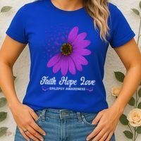 Epilepsy Awareness Faith Hope Love Purple Ribbon Pretty Tee Great Gift Women's T-Shirt thumb 2