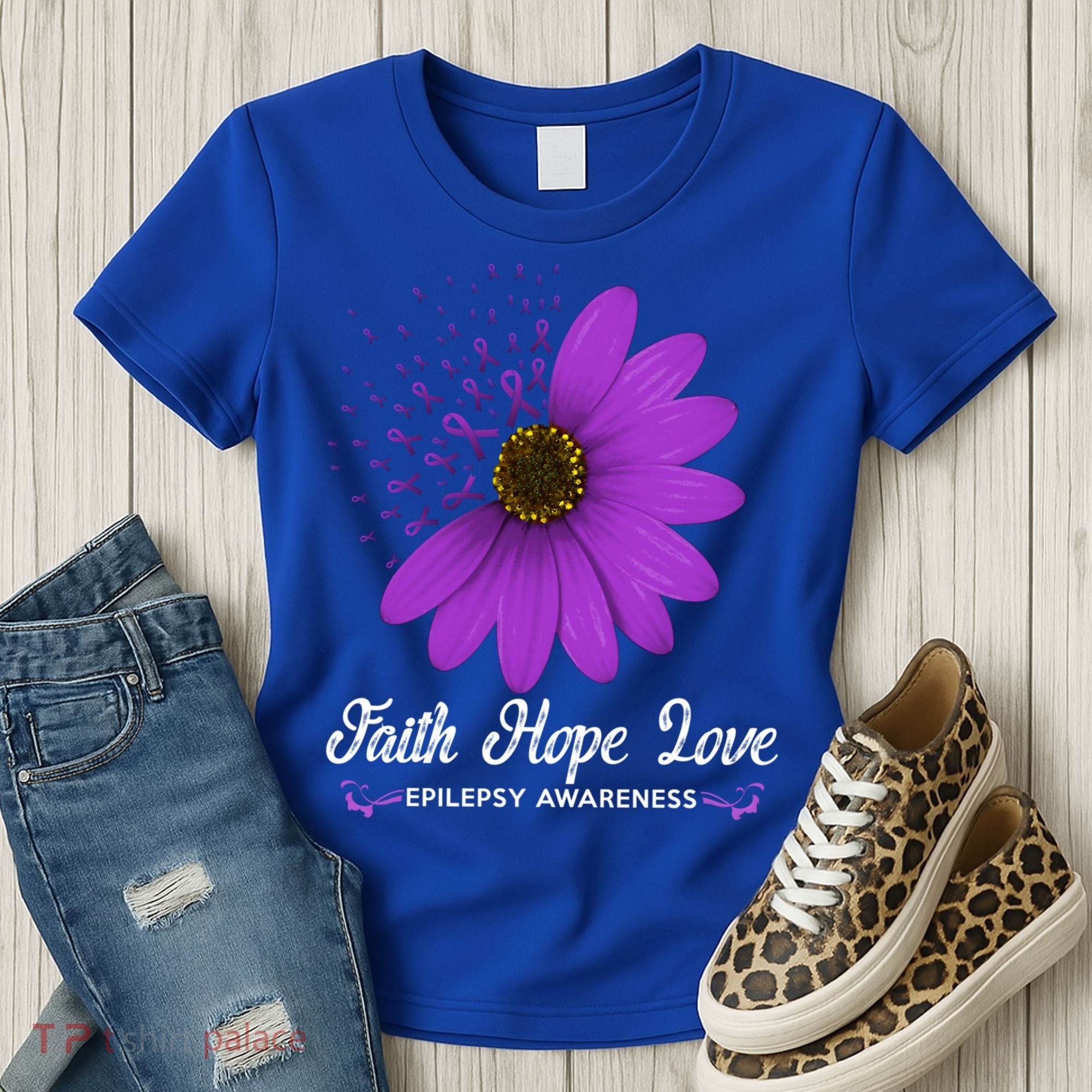 Epilepsy Awareness Faith Hope Love Purple Ribbon Pretty Tee Great Gift Women's T-Shirt