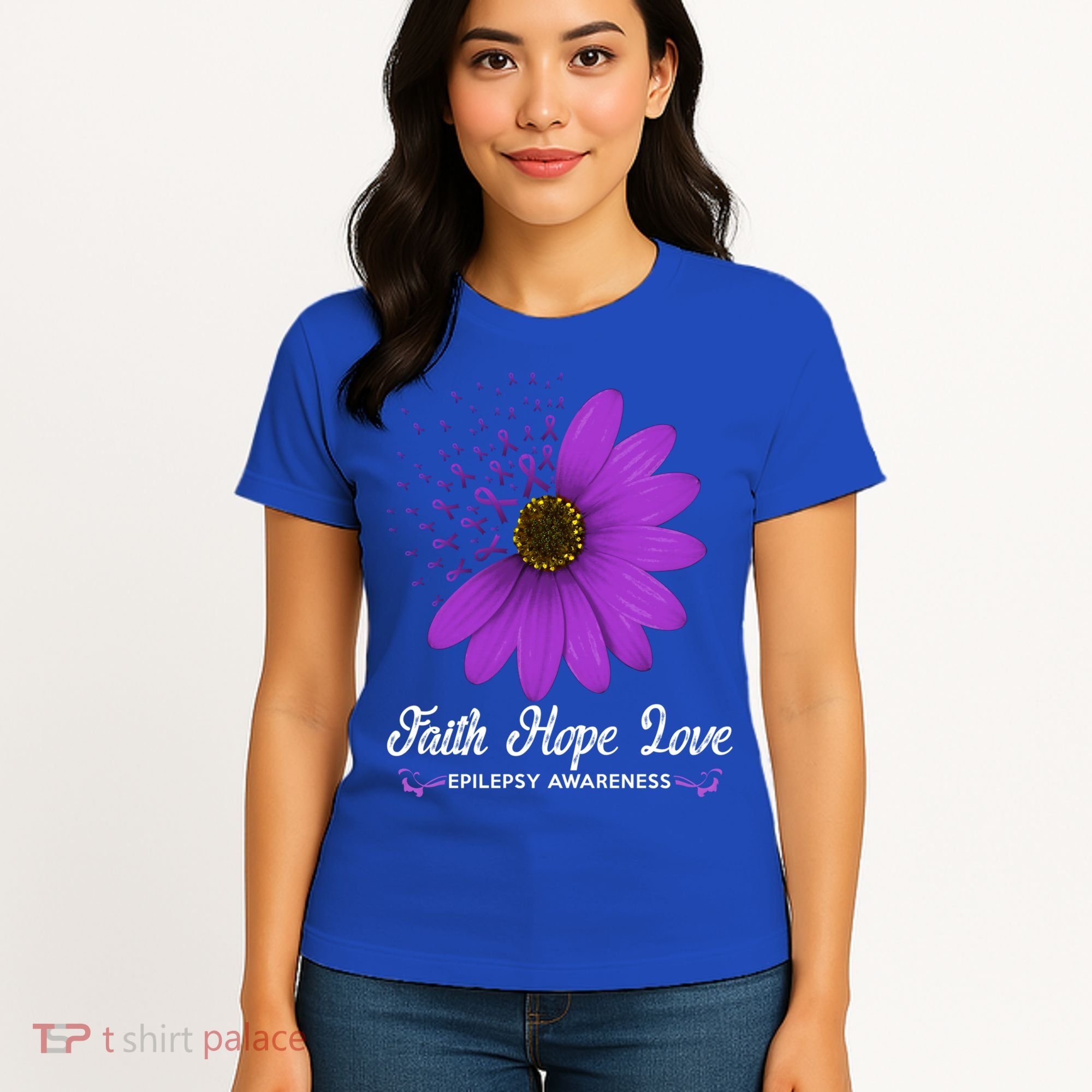 Epilepsy Awareness Faith Hope Love Purple Ribbon Pretty Tee Great Gift Women's T-Shirt