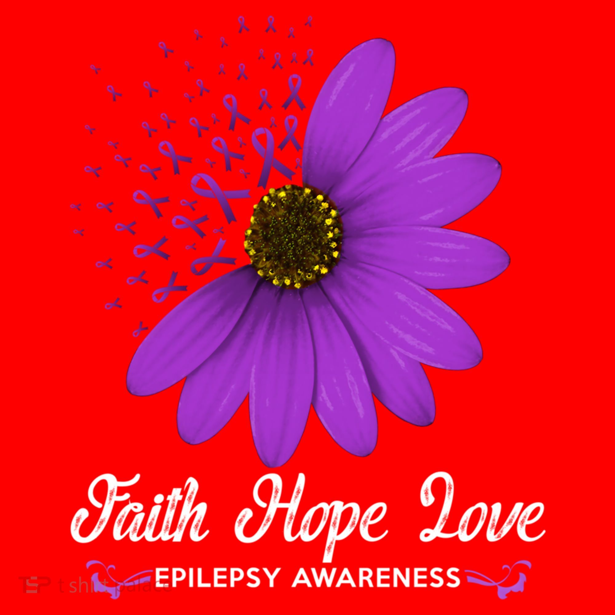 Epilepsy Awareness Faith Hope Love Purple Ribbon Pretty Tee Great Gift Santa Hat