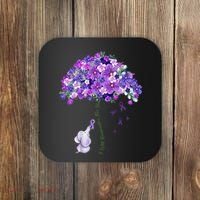 Elephant Alzheimers Flower Family Support Coaster thumb 0