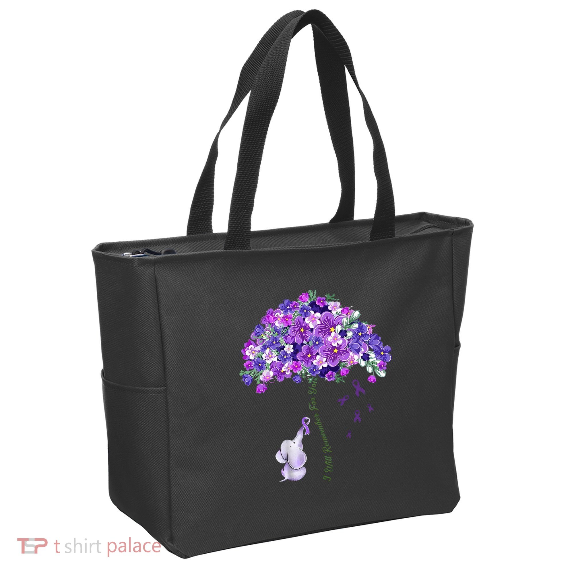 Elephant Alzheimers Flower Family Support Tote Bag