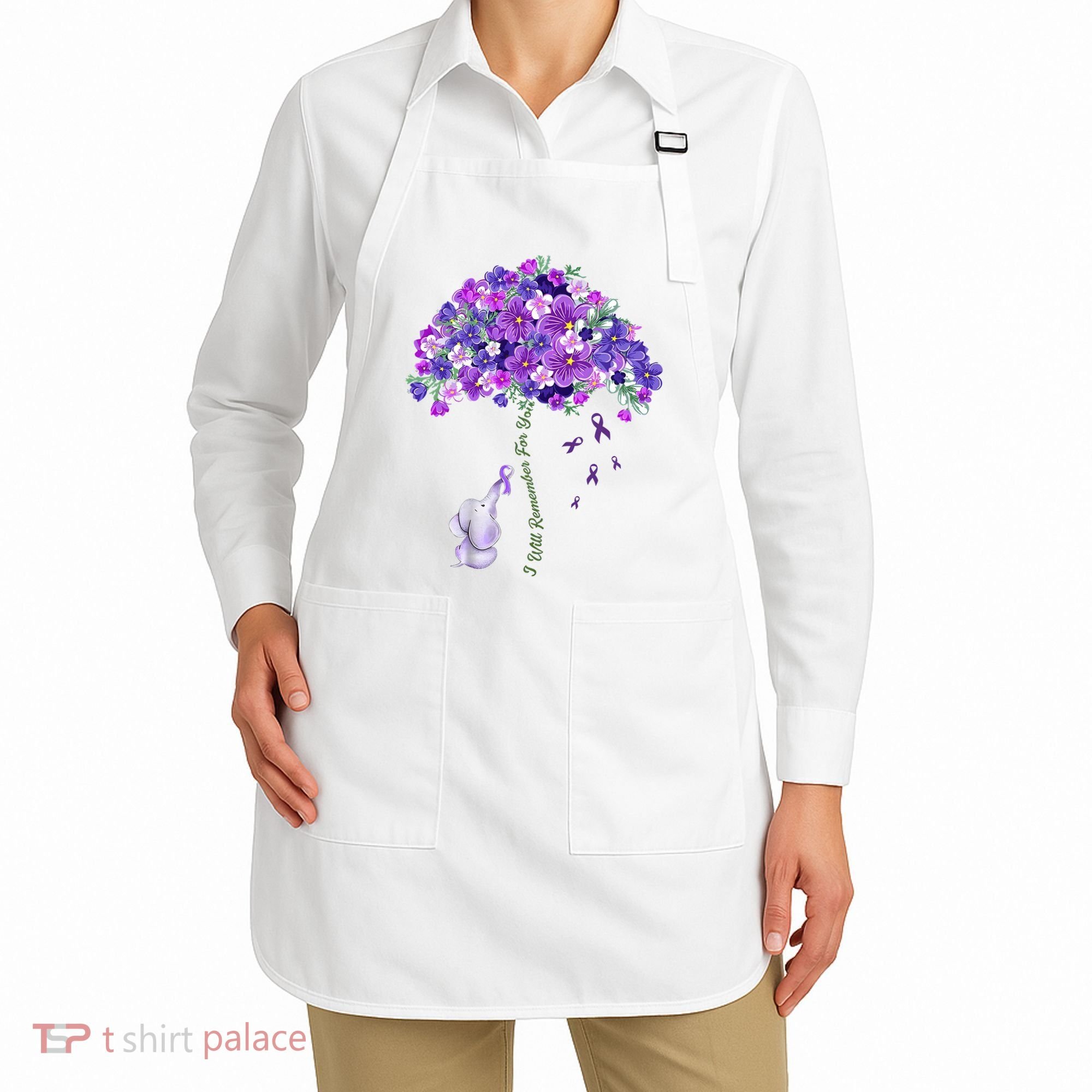 Elephant Alzheimers Flower Family Support Apron