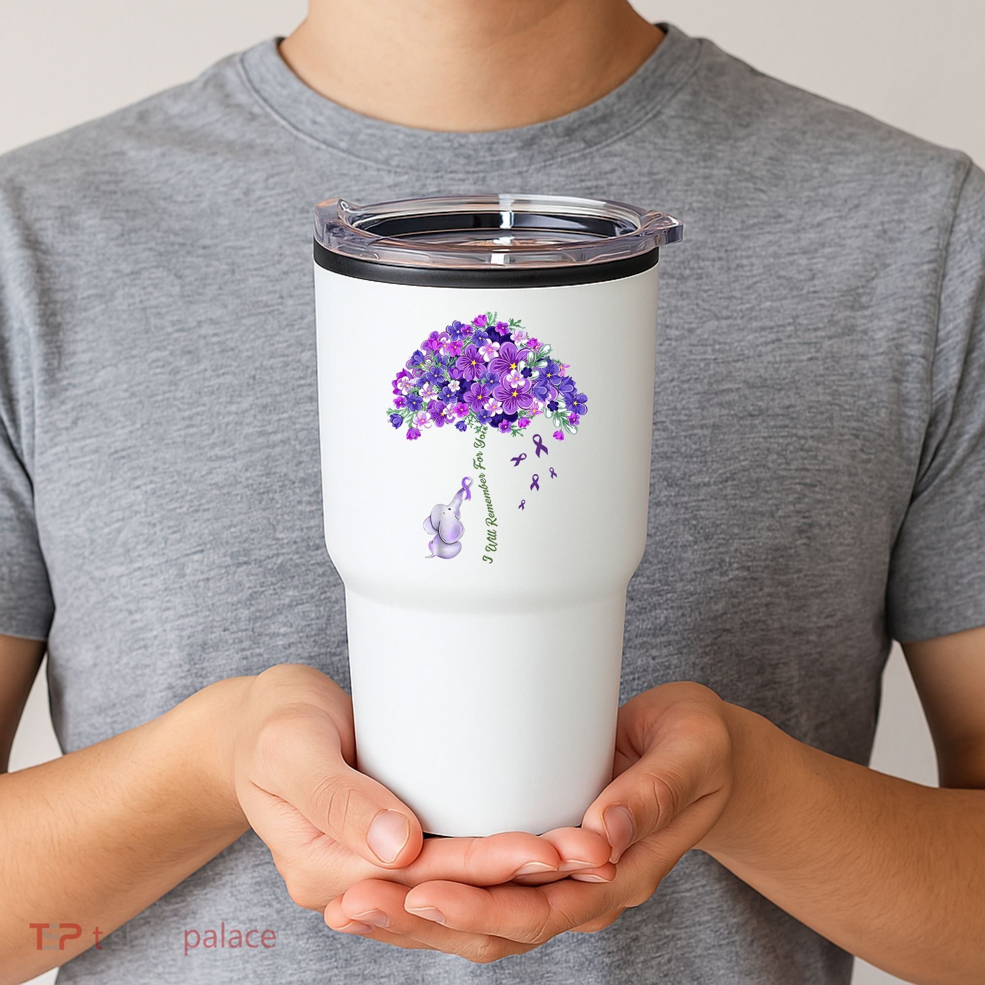 Elephant Alzheimers Flower Family Support Tumbler