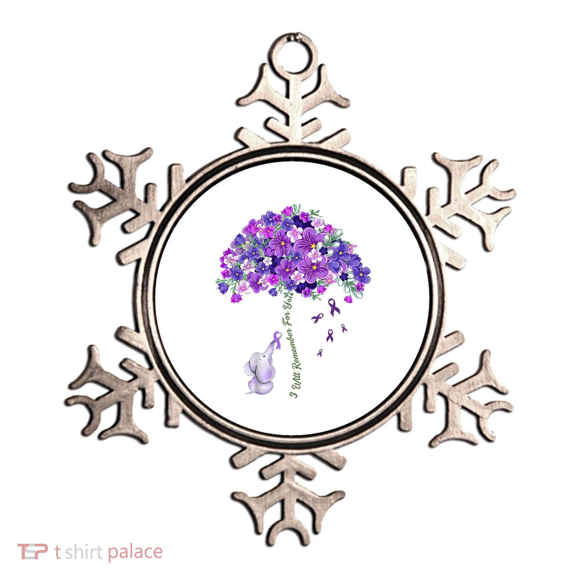 Elephant Alzheimers Flower Family Support Ornament