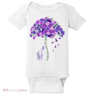 Elephant Alzheimers Flower Family Support Baby Bodysuit