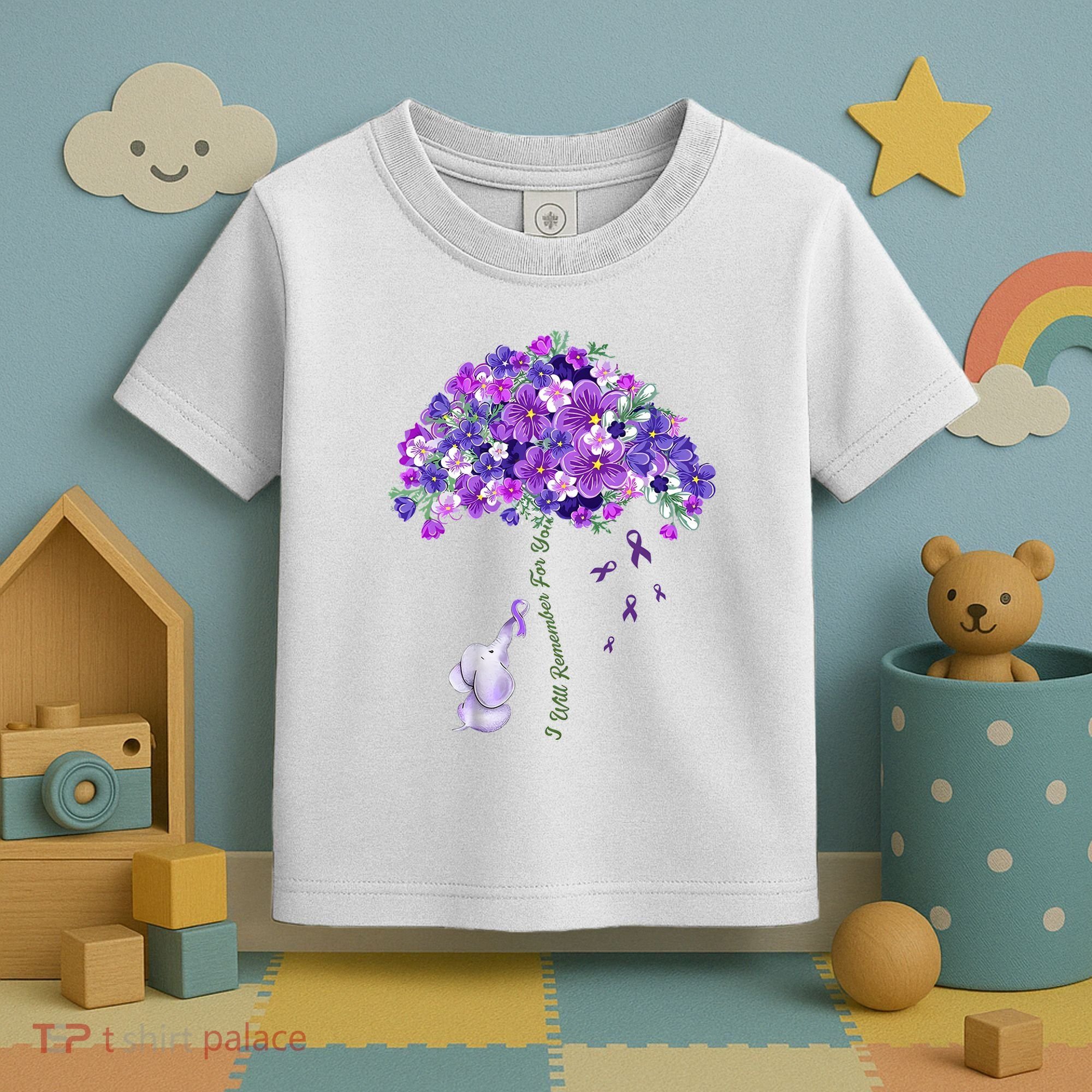 Elephant Alzheimers Flower Family Support Toddler T-Shirt