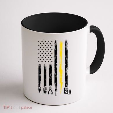 Electrician American Flag USA Coffee Mug back