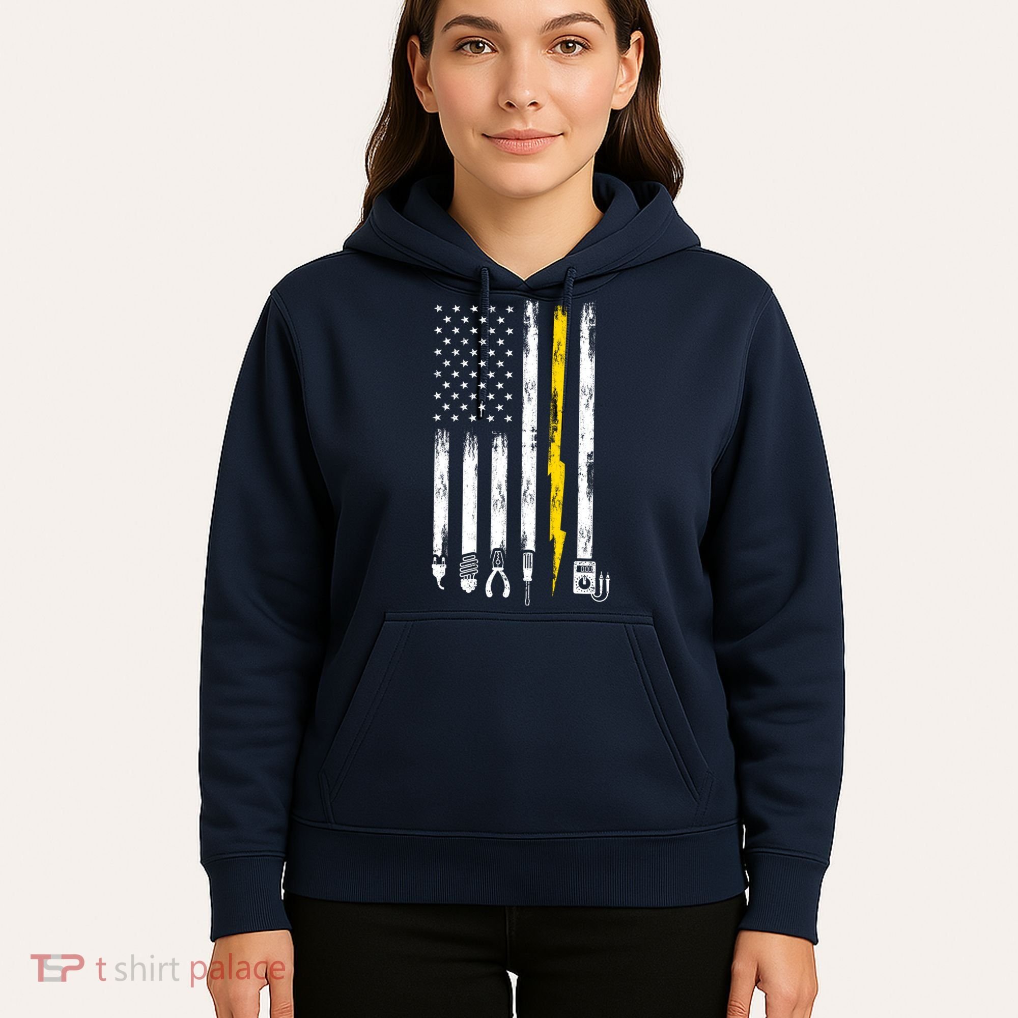 Electrician American Flag USA Hoodie
