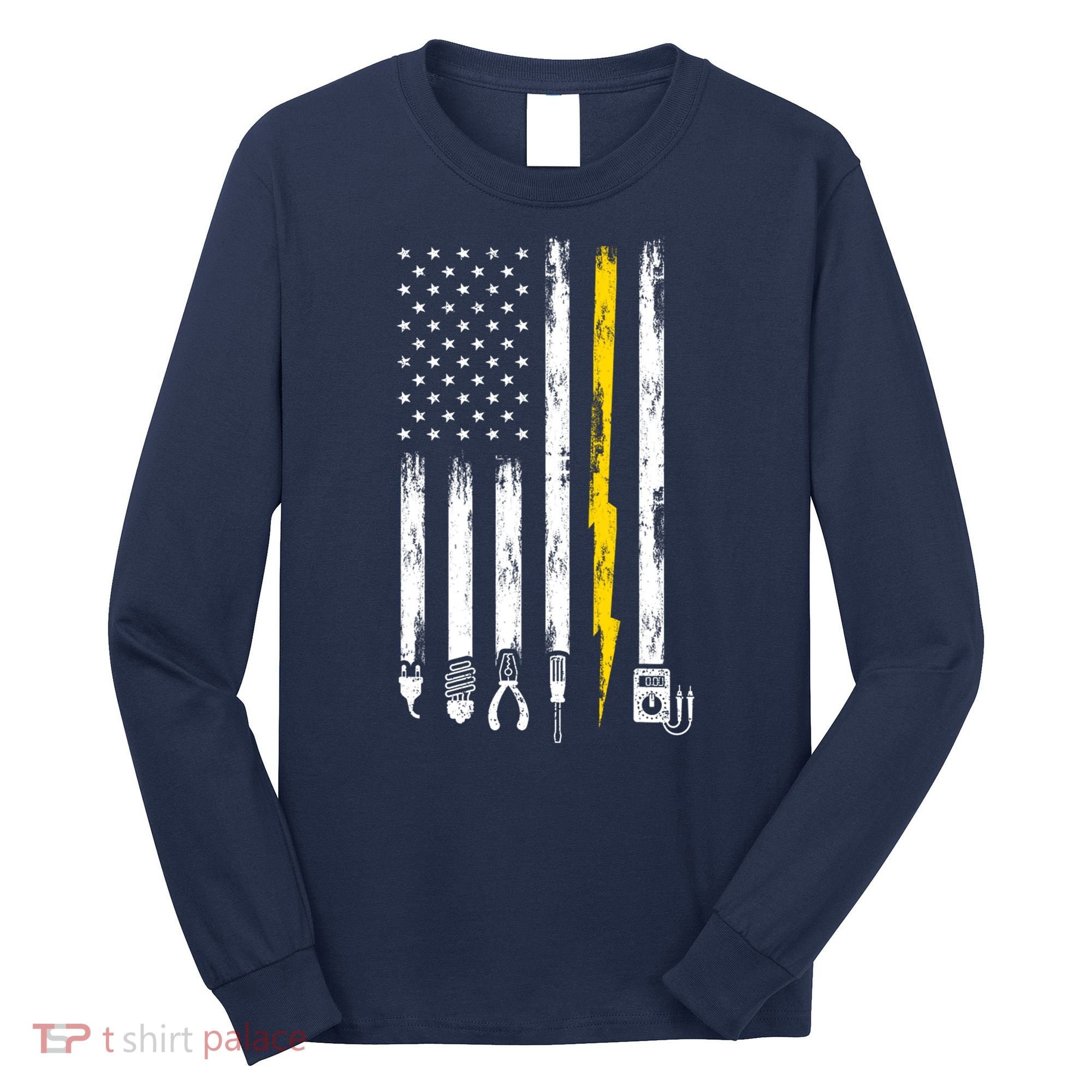 Electrician American Flag USA Long Sleeve Shirt