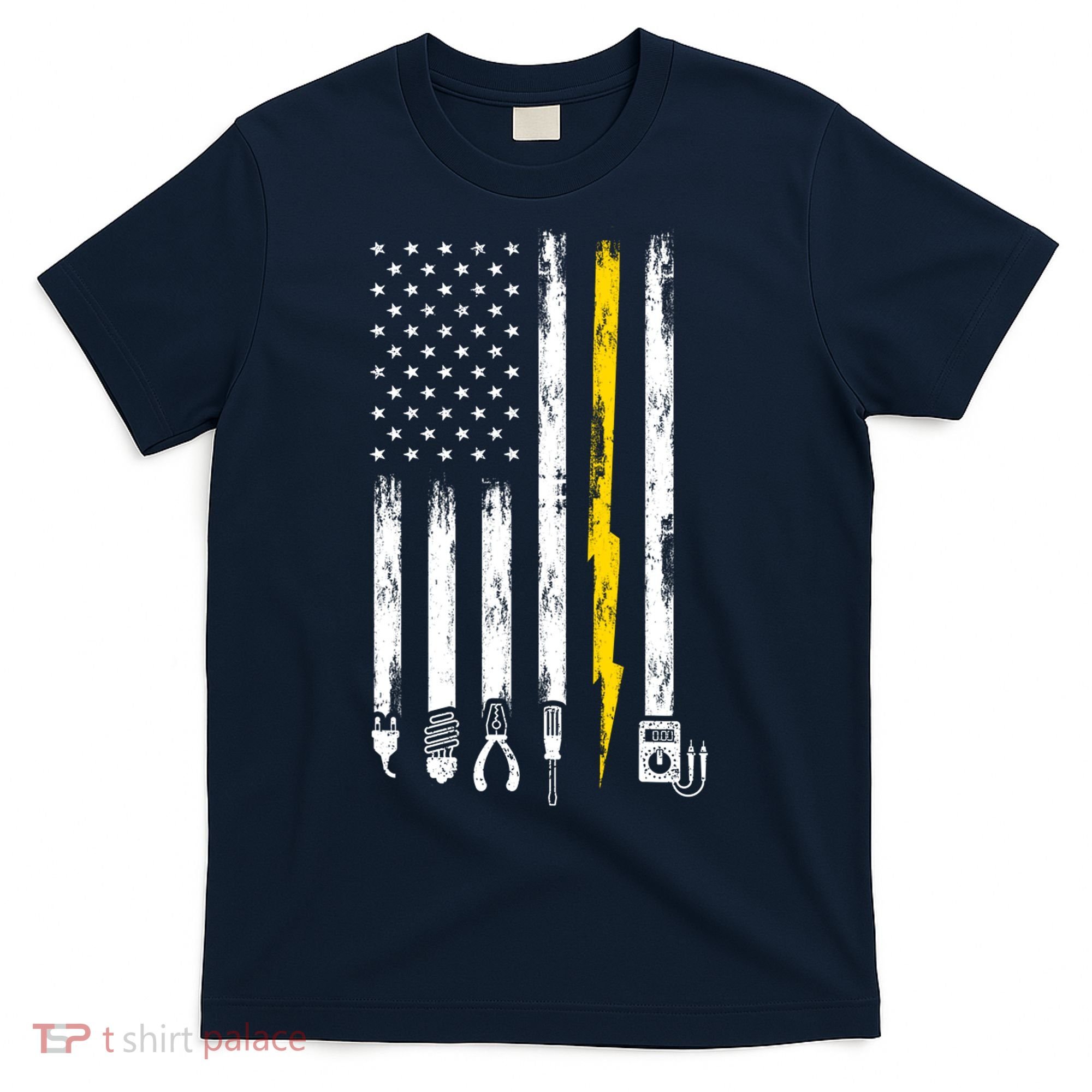 Electrician American Flag USA T-Shirt