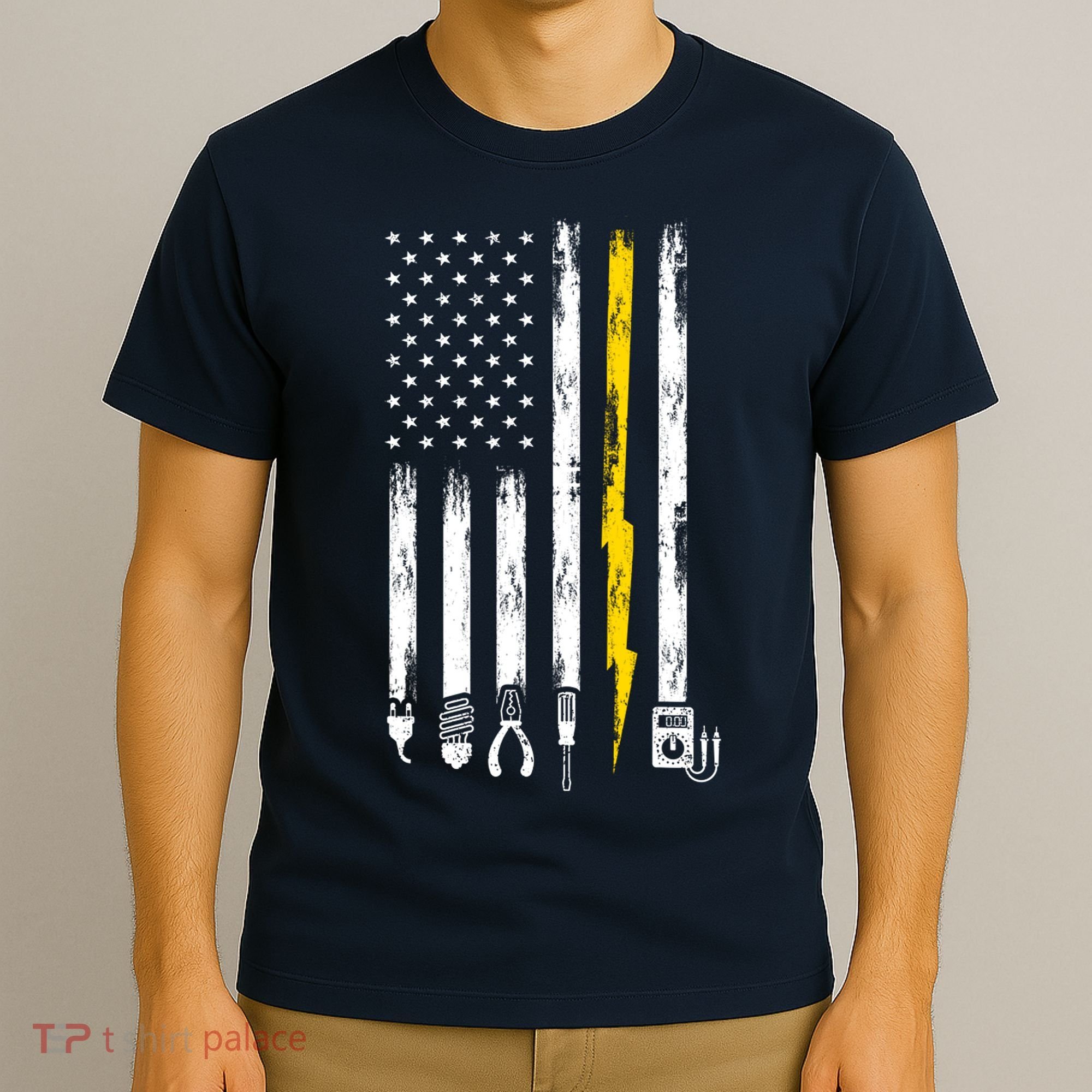 Electrician American Flag USA T-Shirt