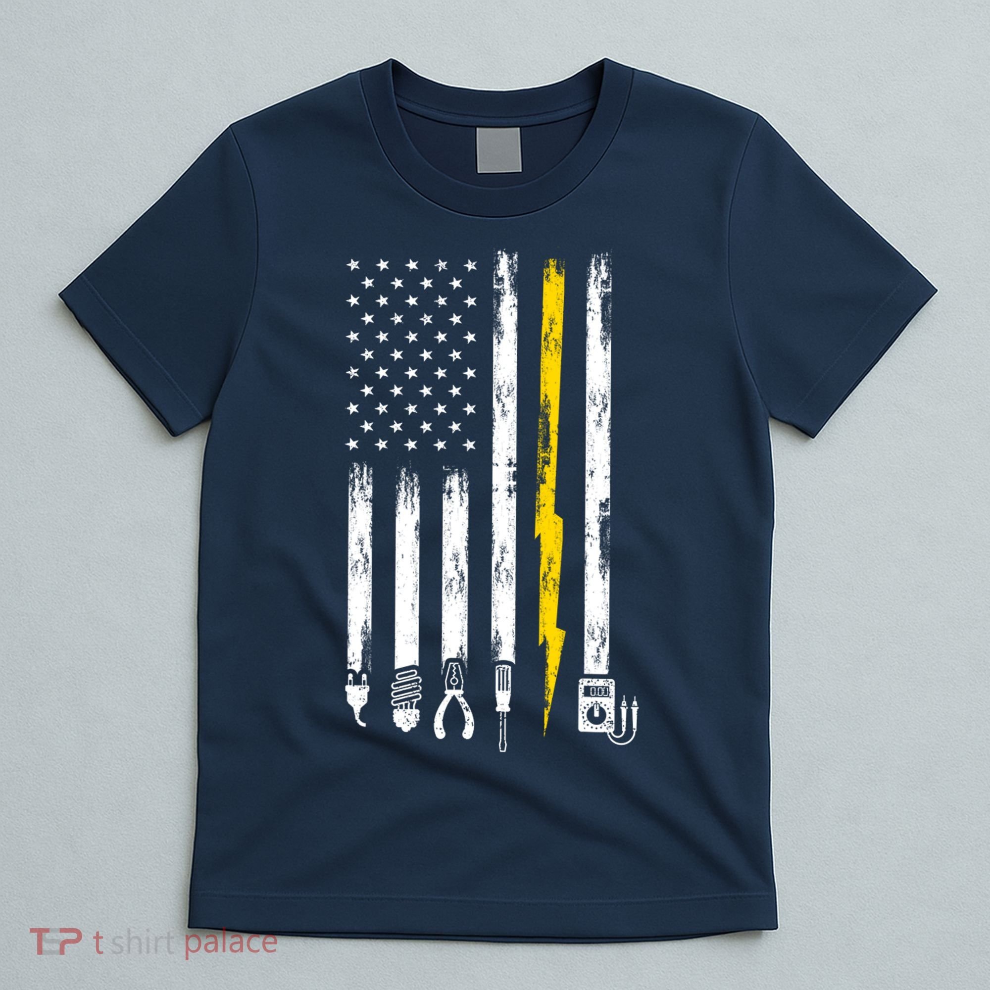 Electrician American Flag USA T-Shirt