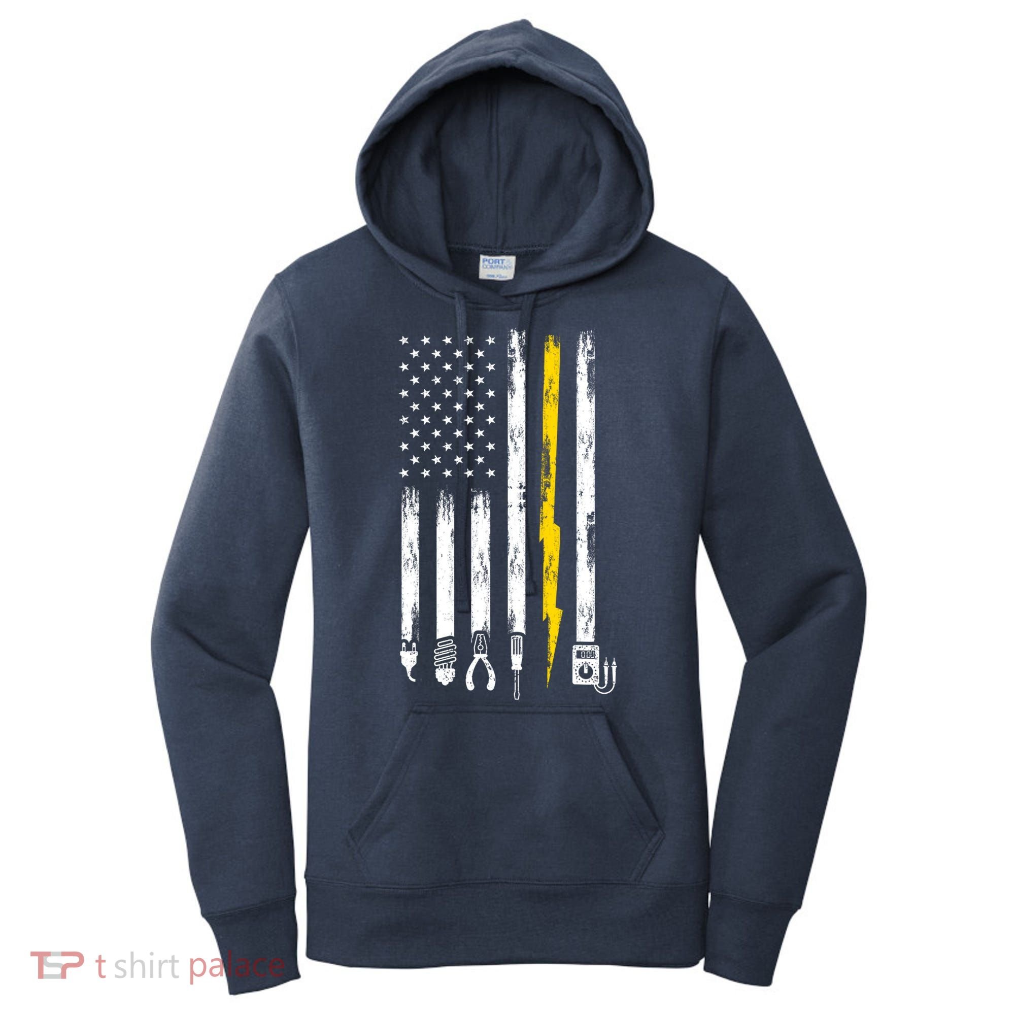 Electrician American Flag USA Women's Hoodie