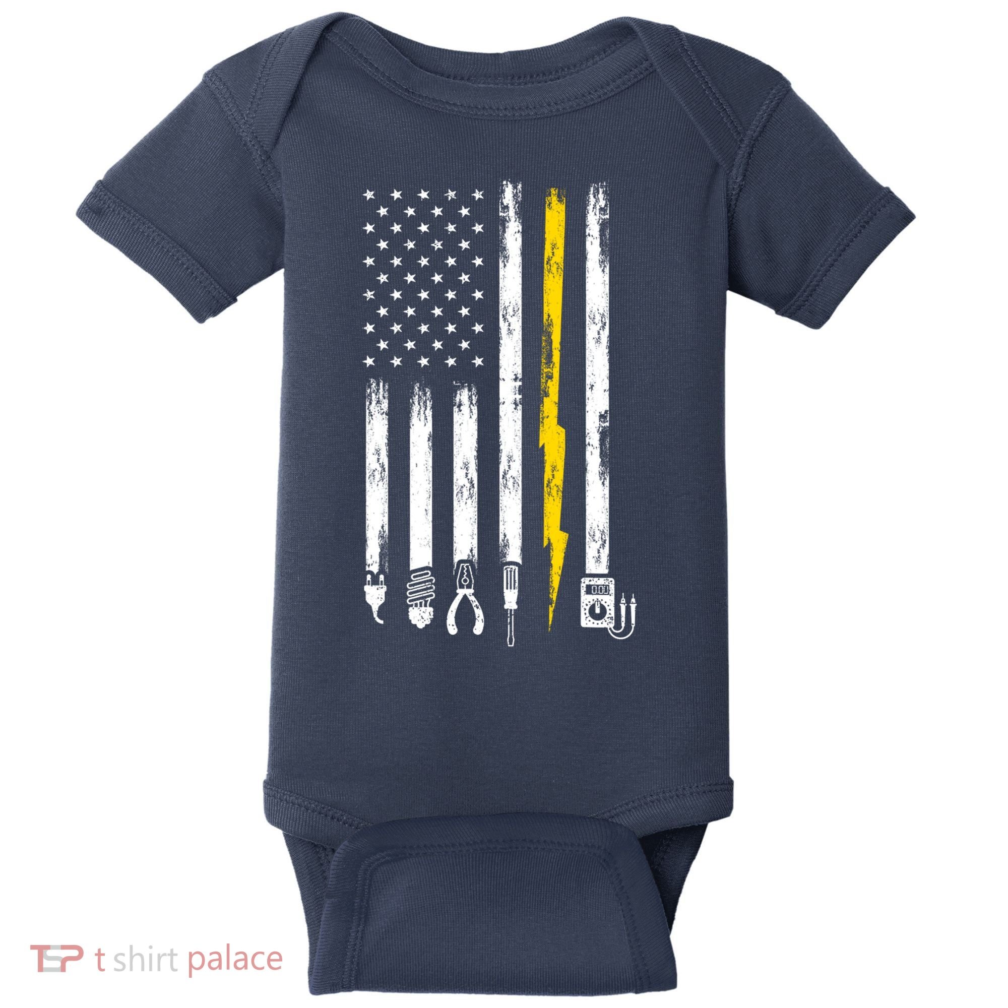 Electrician American Flag USA Baby Bodysuit