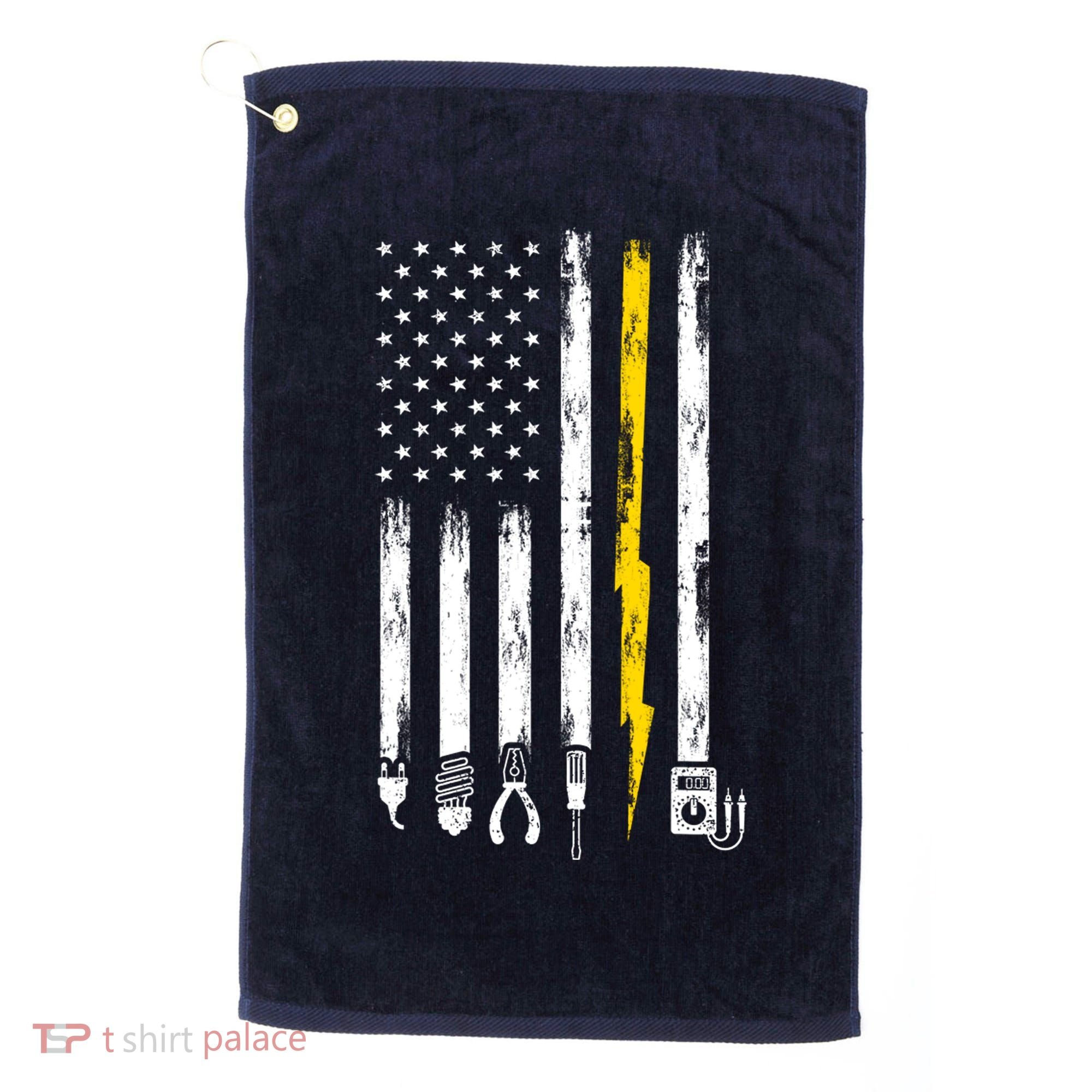 Electrician American Flag USA Golf Towel