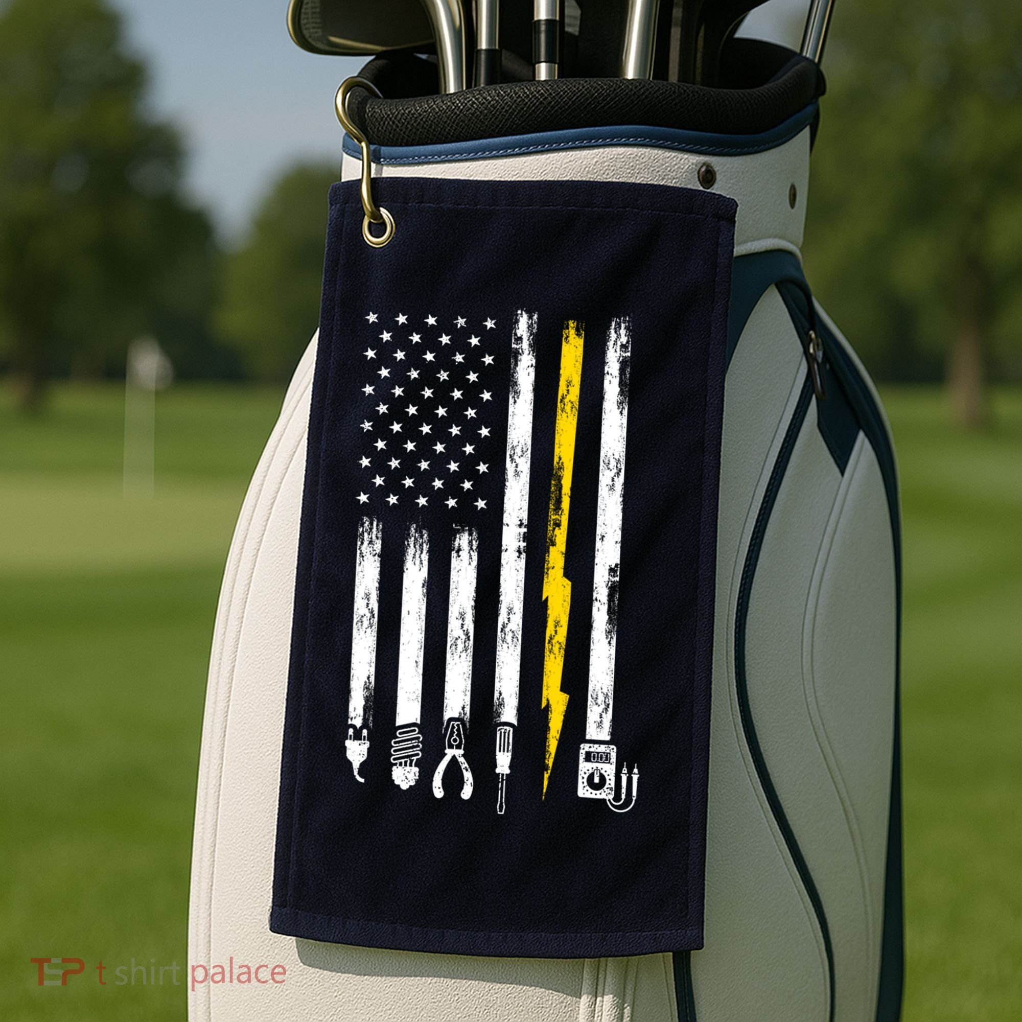 Electrician American Flag USA Golf Towel