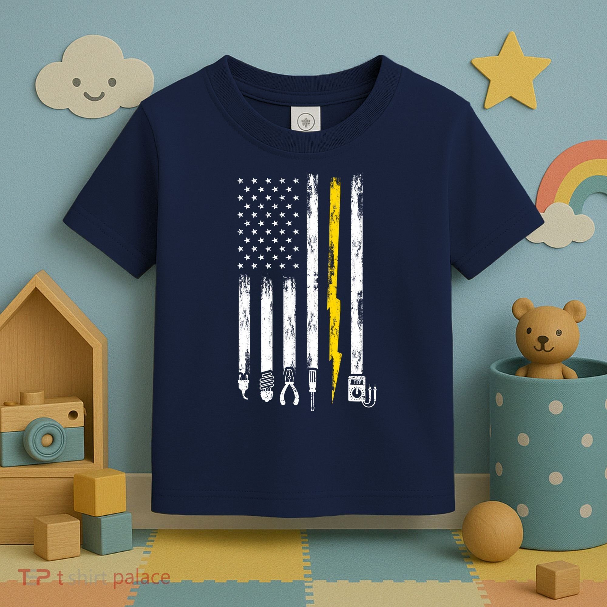 Electrician American Flag USA Toddler T-Shirt