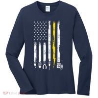 Electrician American Flag USA Women's Long Sleeve Shirt thumb 0