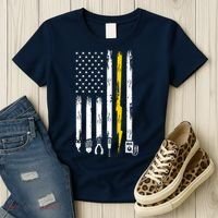 Electrician American Flag USA Women's T-Shirt thumb 3