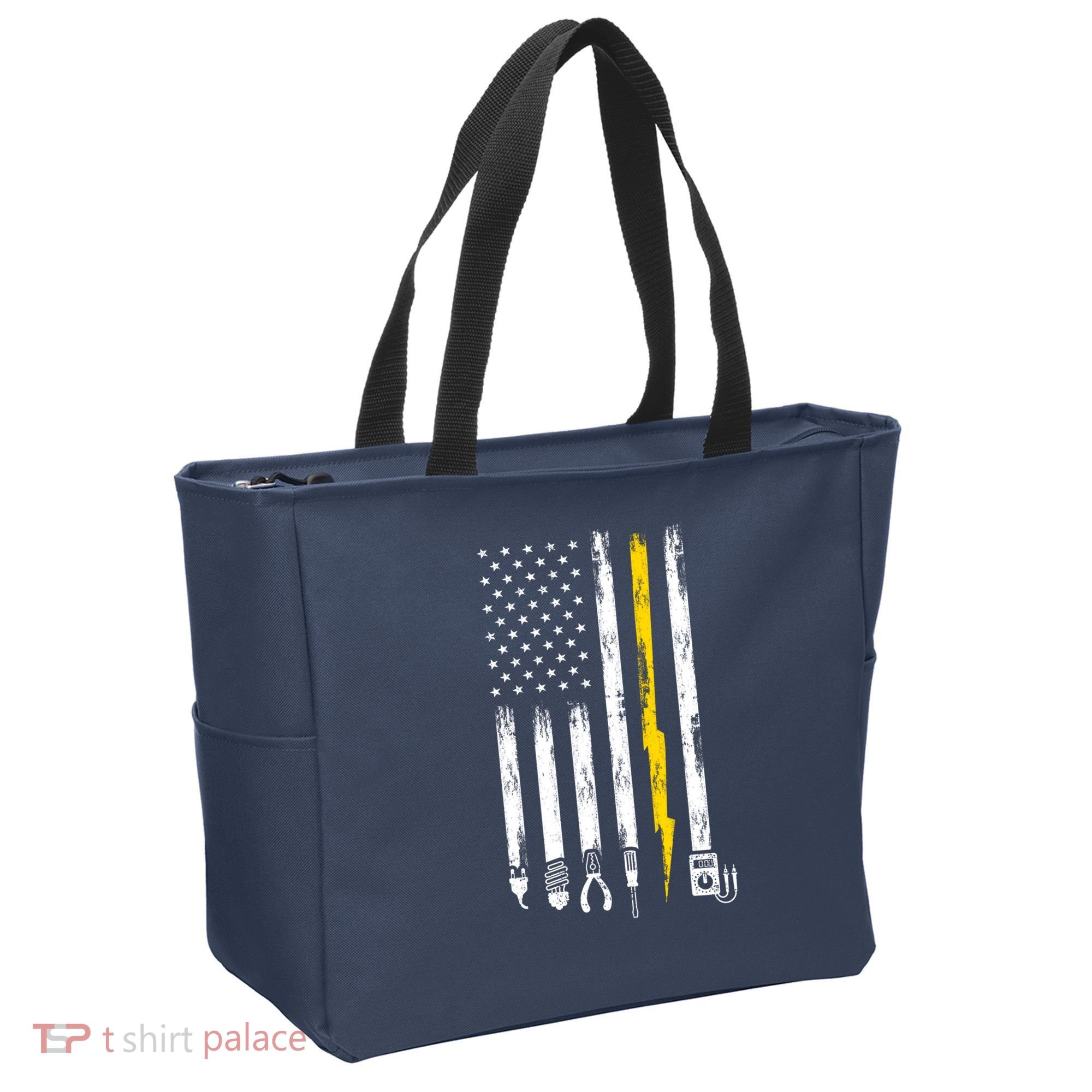 Electrician American Flag USA Tote Bag