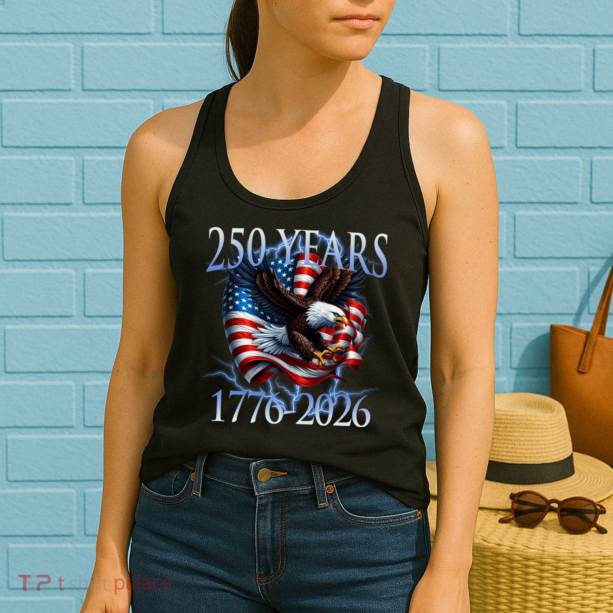 Eagle American Flag 250 Years 1776-2026 250th Birthday America Women's Tank Top