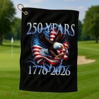 Eagle American Flag 250 Years 1776-2026 250th Birthday America Golf Towel thumb 1