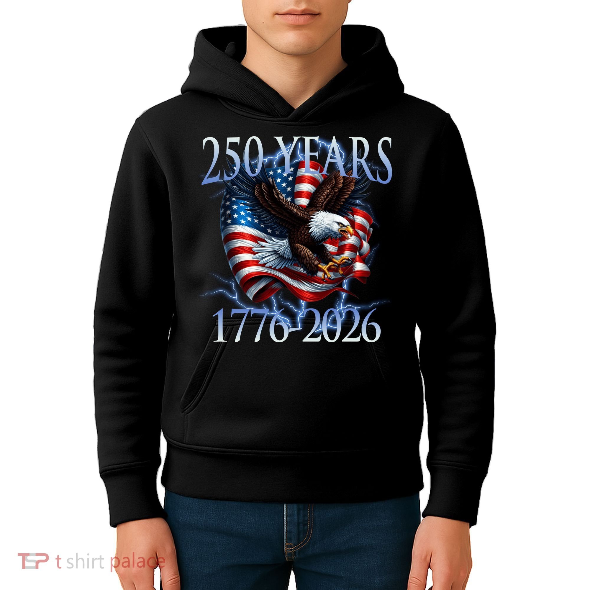 Eagle American Flag 250 Years 1776-2026 250th Birthday America Kids Hoodie