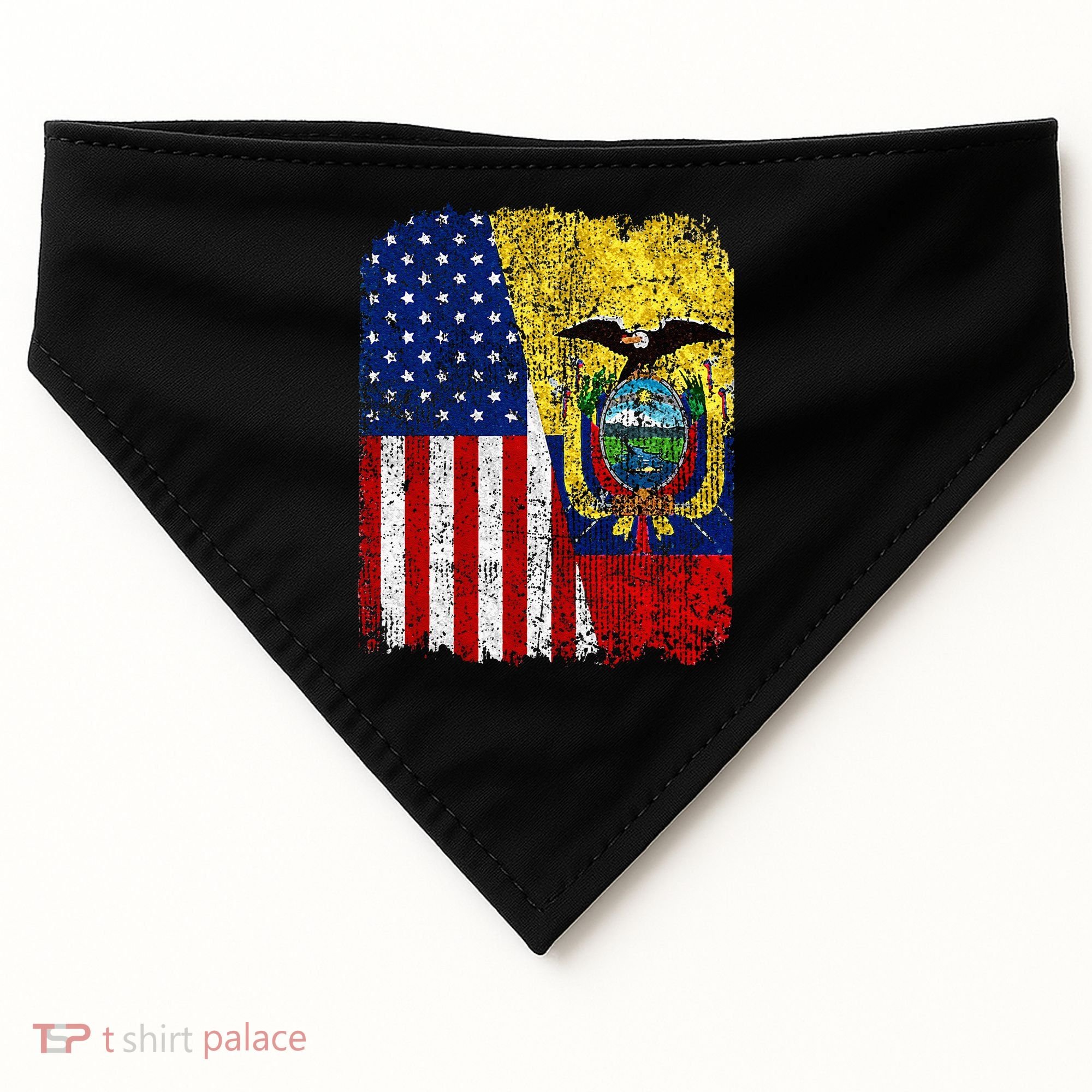 Ecuadorian American Flag Half USA Ecuador Root Proud USA-Made Doggie Bandana