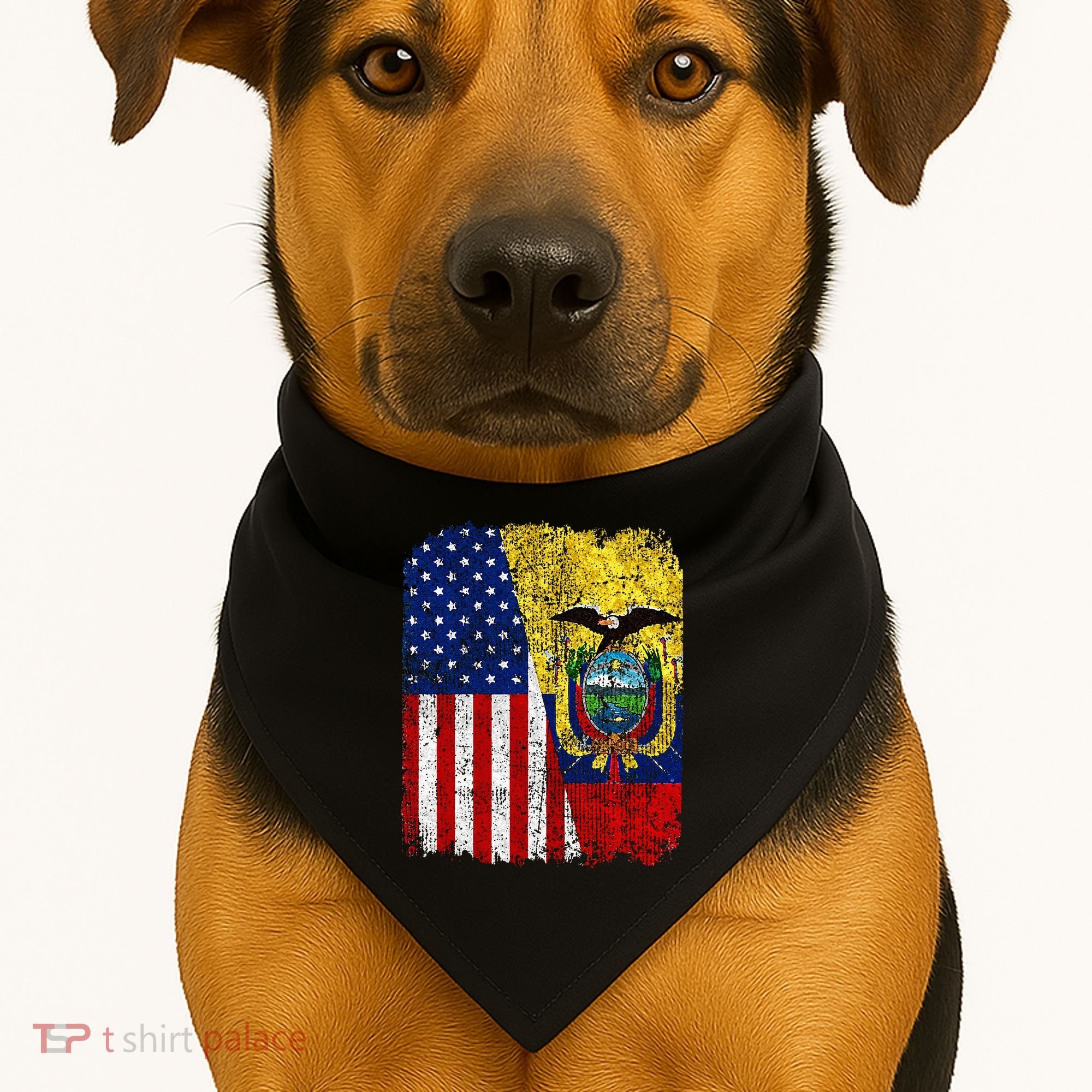 Ecuadorian American Flag Half USA Ecuador Root Proud USA-Made Doggie Bandana